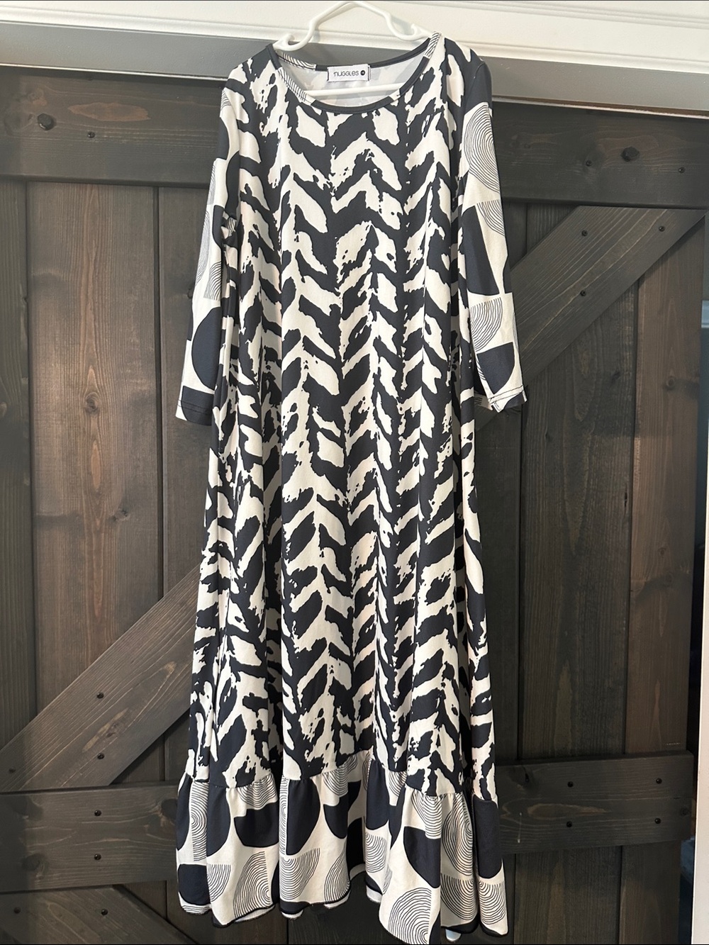 Black & White Patterned Maxi Dress for Kids — Flared Silhouette